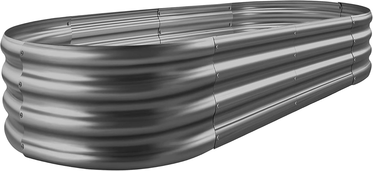 Land Guard Galvanized Raised Garden Bed Kit, Galvanized Planter Raised Garden Boxes Outdoor, Oval