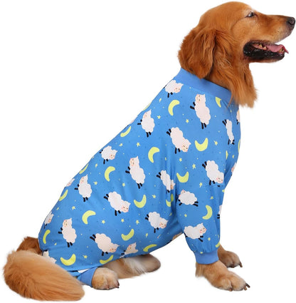 HDE Dog Pajamas One Piece Jammies Jumpsuit Pet Clothes Outfit Stretchy Lightweight Comfy Shirt Pjs