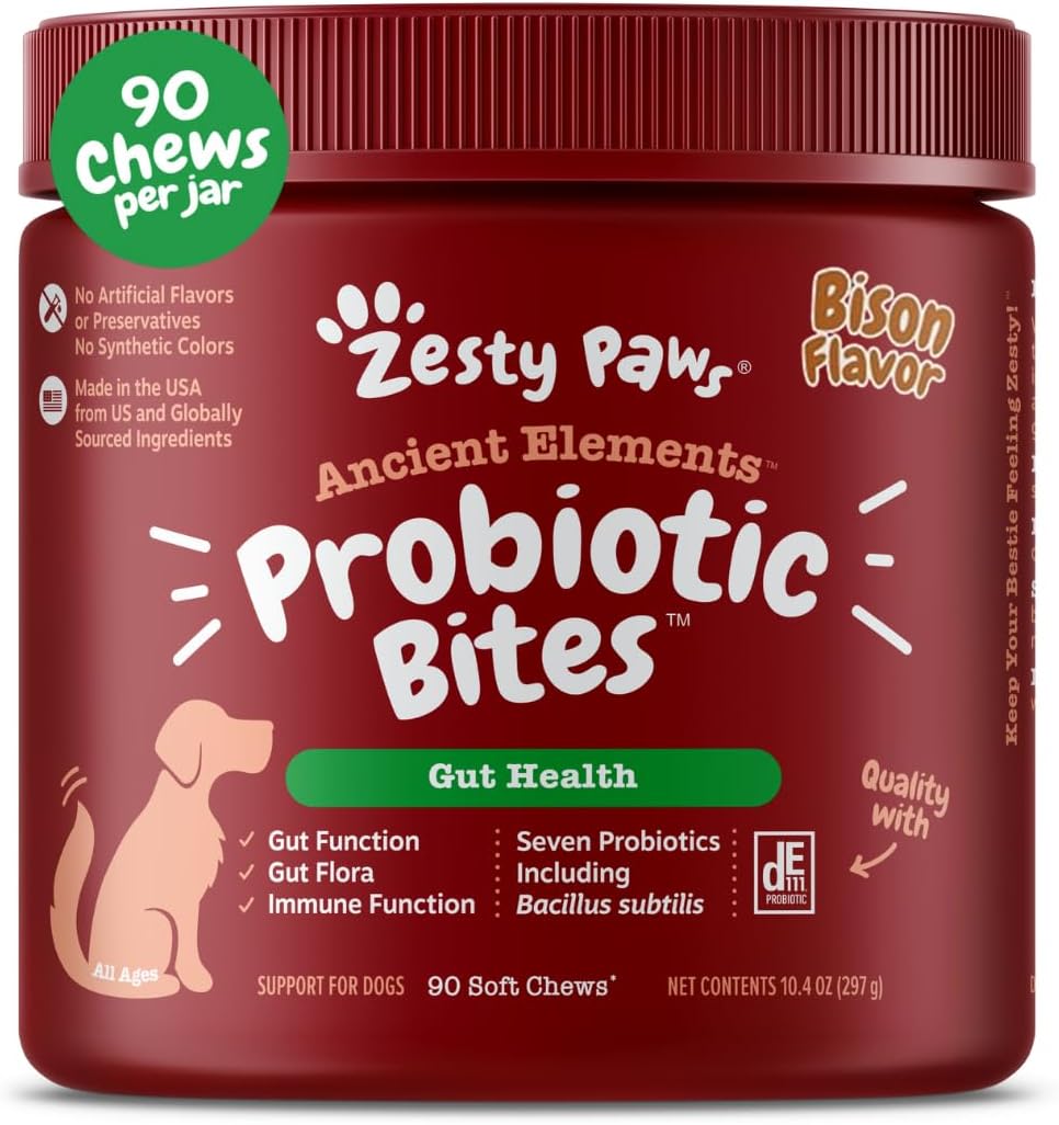 Zesty Paws Probiotics for Dogs, Digestive Enzymes Gut Flora, Digestive Health, Diarrhea & Bowel
