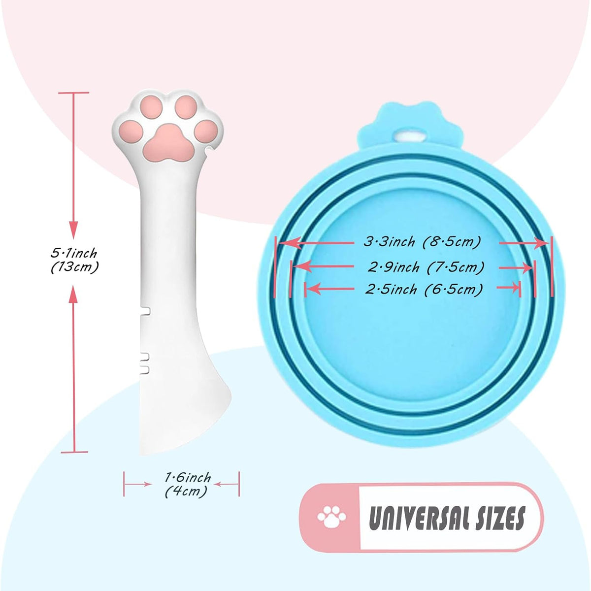 Pet Food Can Spoon & 3 Pcs Can Cover Lids | Cute Paw Shape Opener Spatula Cat Wet Food Spoon |
