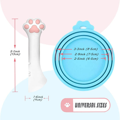 Pet Food Can Spoon & 3 Pcs Can Cover Lids | Cute Paw Shape Opener Spatula Cat Wet Food Spoon |