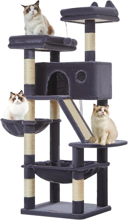 Taoqimiao Cat Tree 57.5-Inch, Cat Tower for Indoor Cats Large Adult, Extra Large Cat Condo, 8 Sisal