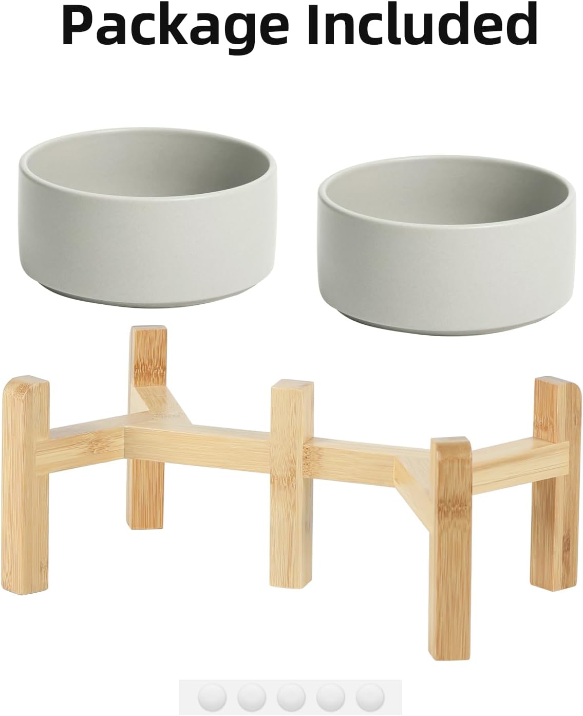 Ceramic Raised Double Bowls Set with Stand, 2 Heights Elevated, Food & Water Bowls for Small Breed