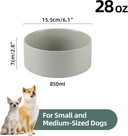 Ceramic 6.1inch Non-Slip Dog Food and Water Bowl for Small & Medium Breed Dogs,Pet Bowl for