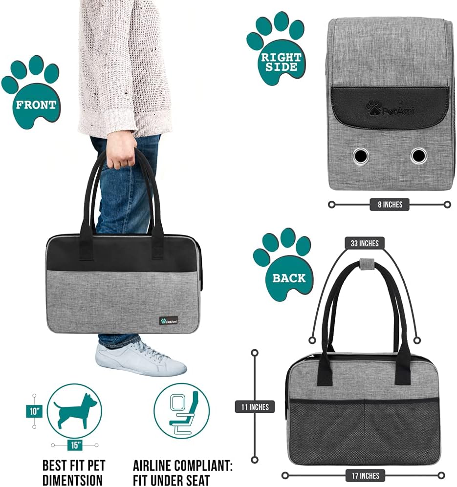 PetAmi Dog Purse Carrier for Small Dogs, Airline Approved Soft Sided Pet Carrier with Pockets