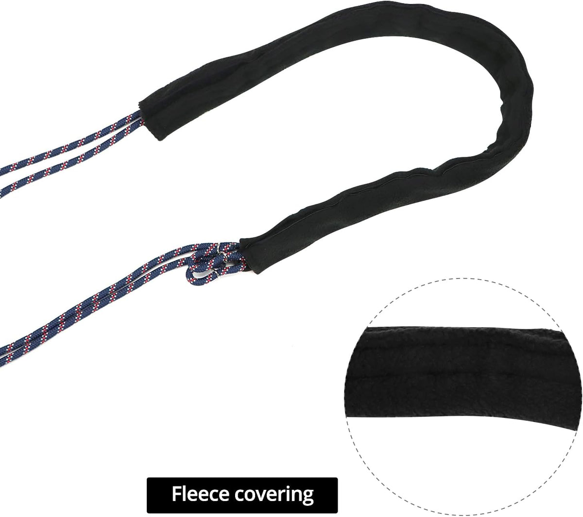 QWORK Adjustable Horse Training and Lunging Aid with Rear Fleece Cover, Navy/Red, Encourages Proper