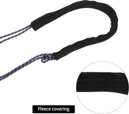 QWORK Adjustable Horse Training and Lunging Aid with Rear Fleece Cover, Navy/Red, Encourages Proper