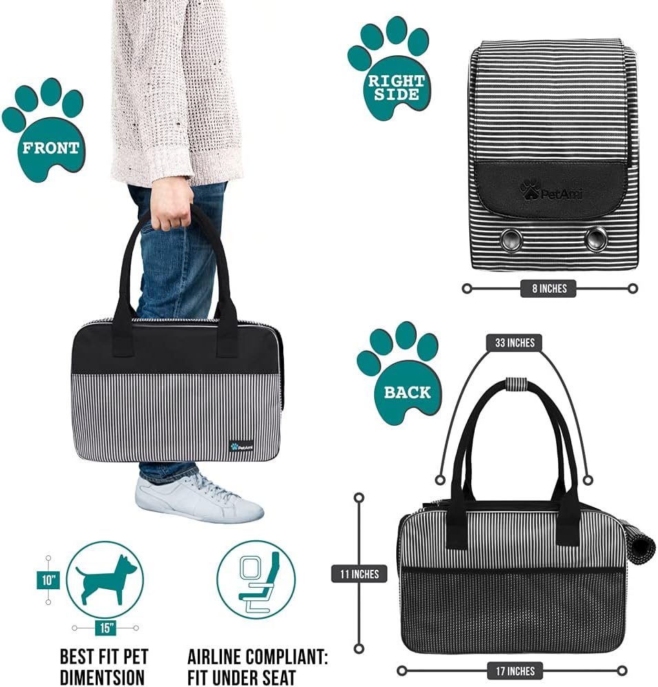 PetAmi Dog Purse Carrier for Small Dogs, Airline Approved Soft Sided Pet Carrier with Pockets