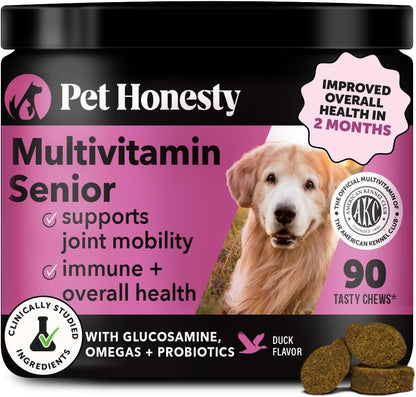 Senior Dog Multivitamin - Essential Dog Vitamins and Supplements - Glucosamine, Probiotics, Omega