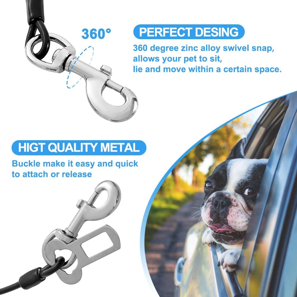 Dog Seat Belt Harness for Car,2pcs Dog Seatbelt of Coated Wire Leash Safety Restraint,No Chew