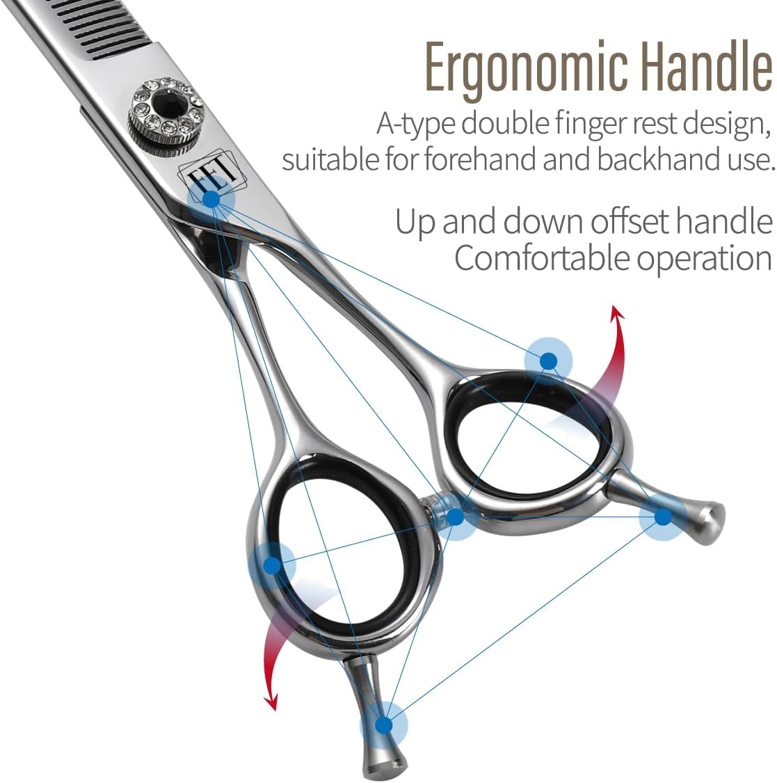 Dog Grooming Scissors: 7.0 inch Professional Pet Curved Thinning Shears Made Of Japanese 440C