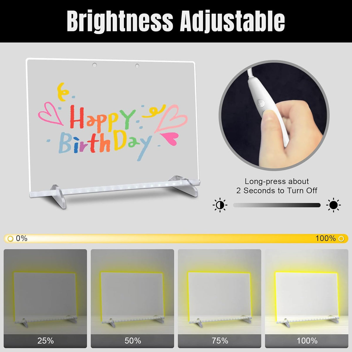 Led Drawing Board for Kids, LED Note Board with Colors,Doodle Glow Drawing Board, 13.7"X10" 6 Modes