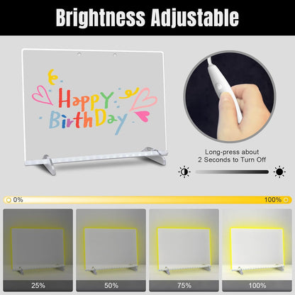 Led Drawing Board for Kids, LED Note Board with Colors,Doodle Glow Drawing Board, 13.7"X10" 6 Modes