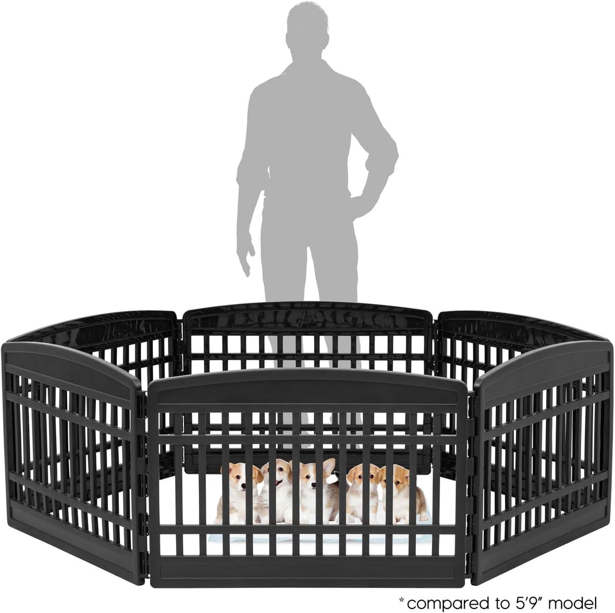 IRIS USA 24" 6-Panel Puppy Playpen, 61 x 61 x 24, Puppy Fence, Dog Playpen, Dog Play Pen Indoors