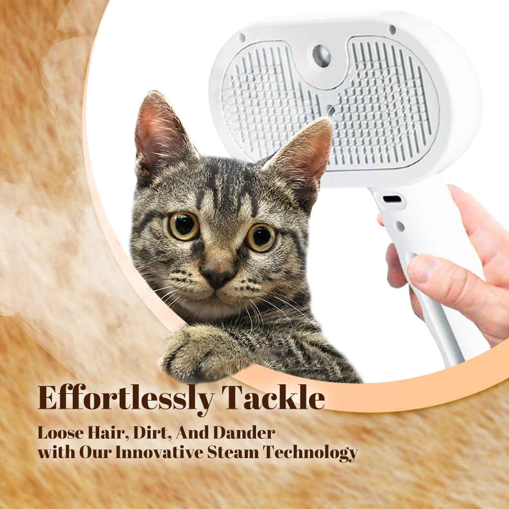 Cat Steam Brush, 3 in 1 Pet Spray Hair Removal Comb for Shedding & Grooming, Pet Grooming Brush