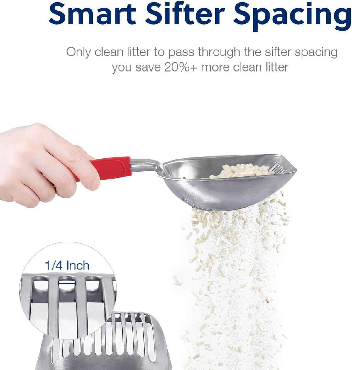 WePet Cat Litter Scoop, Aluminum Alloy Sifter, Kitty Metal Scooper, Deep Shovel, Long Handle, Poop