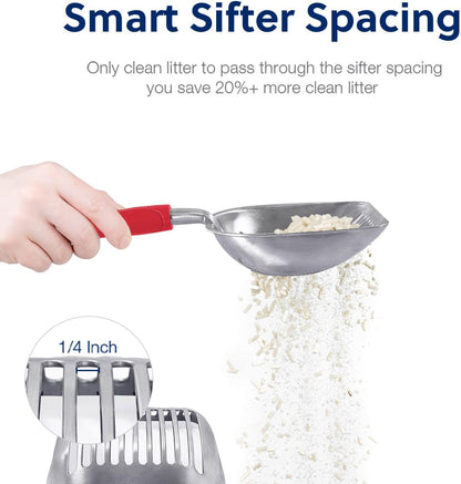 WePet Cat Litter Scoop, Aluminum Alloy Sifter, Kitty Metal Scooper, Deep Shovel, Long Handle, Poop