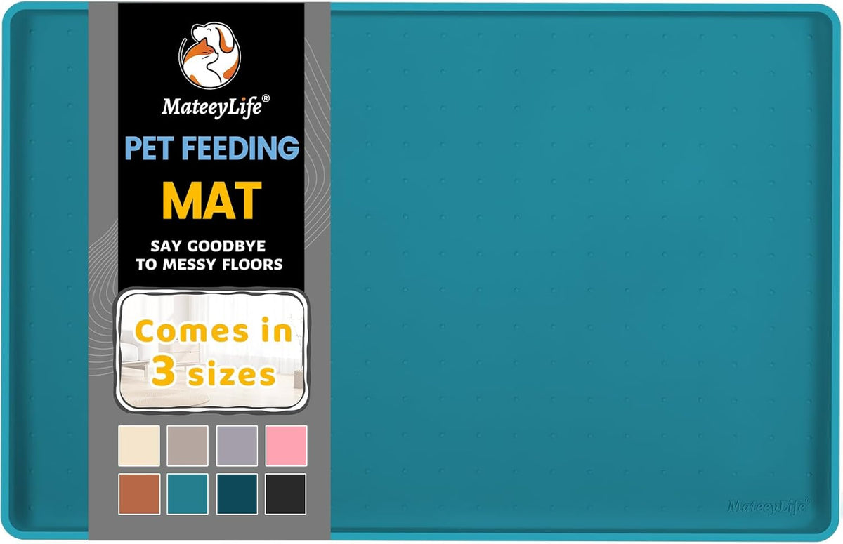 MateeyLife Silicone Cat & Dog Food Mat for Floors Waterproof, Anti-Slip Dog Bowl Mats for Food and