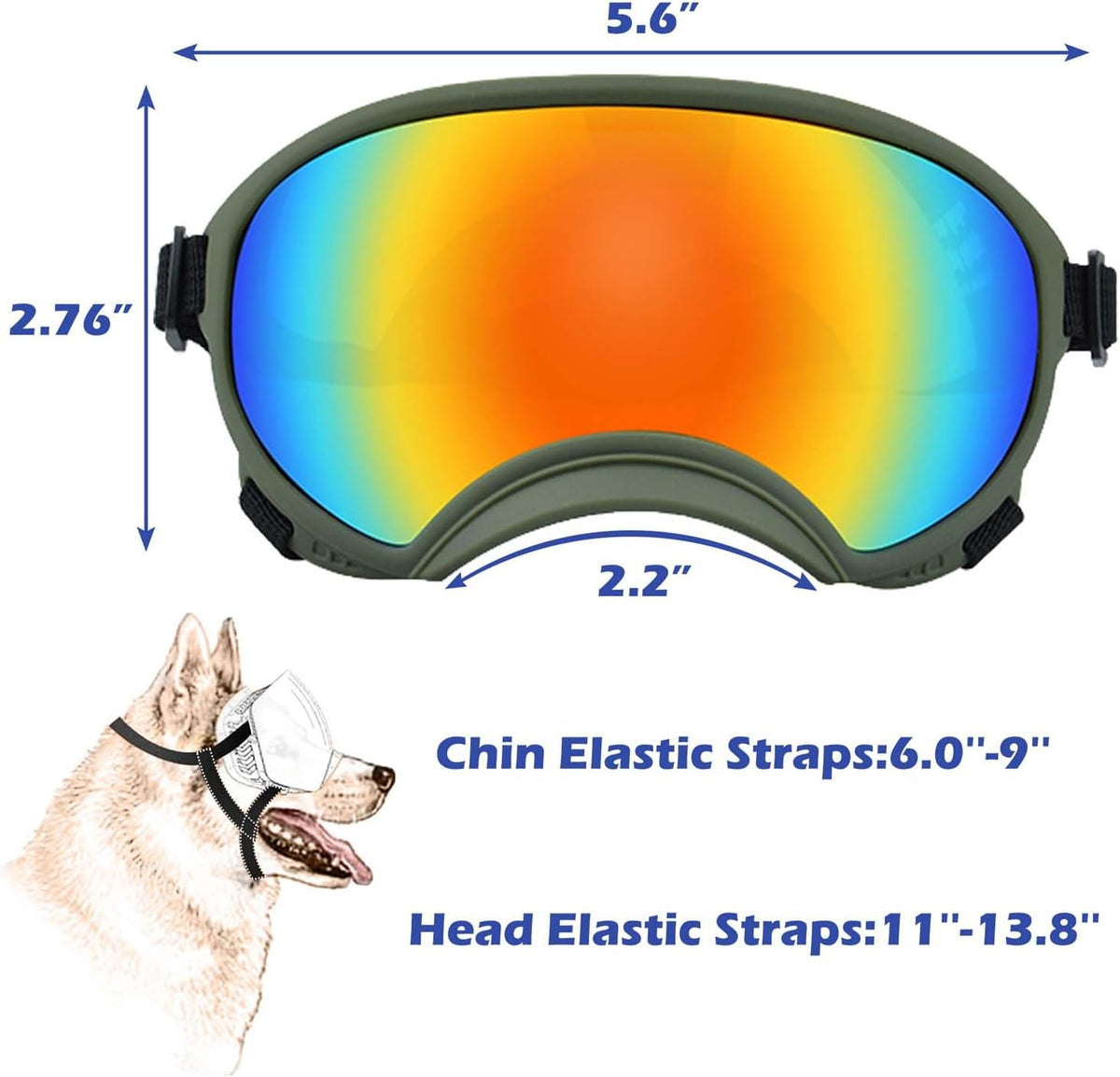 Medium Dog Sunglasses with Adjustable Strap UV Protection, Winproof Dog Puppy Sunglasses, Suitable