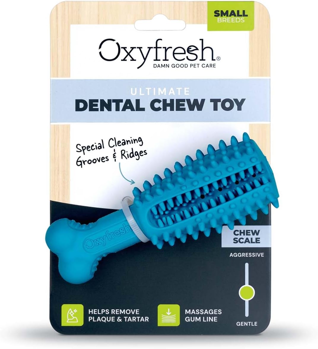 Oxyfresh Dog Dental Chew Toy - Best Durable Rubber Dog Toy & Puppy Teething Toy - Helps Remove