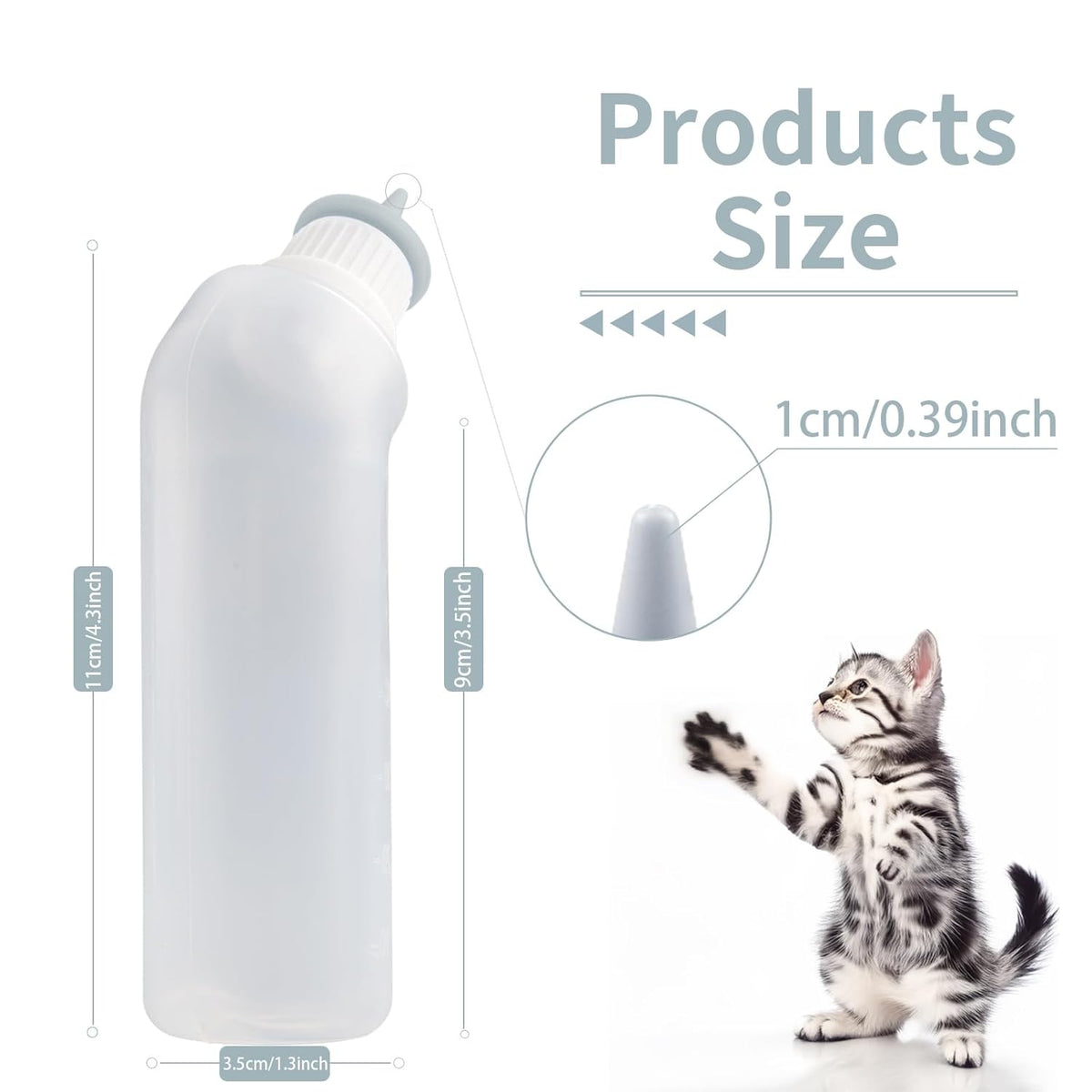 5Pack Kitten Bottle for Nursing Puppy Milk Kitten Bottles Feeding Kit Silicone Nipple for Newborn