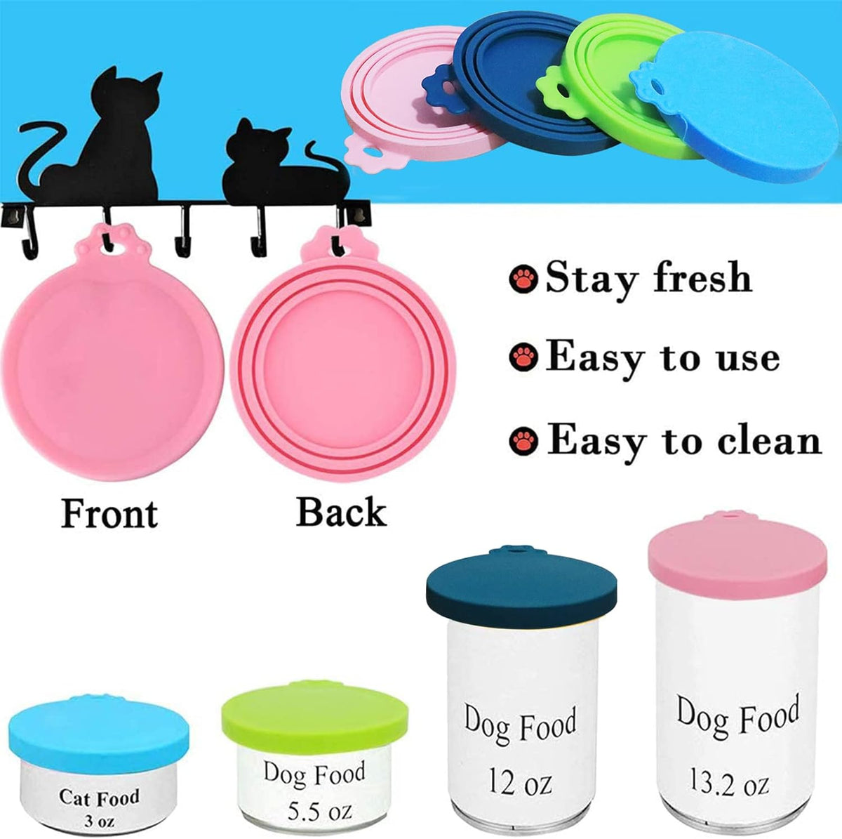 Can Lids | 4 Pack | Universal BPA Free Silicone Pet Food Can Covers | Fit Most Dog Cat Food Canned