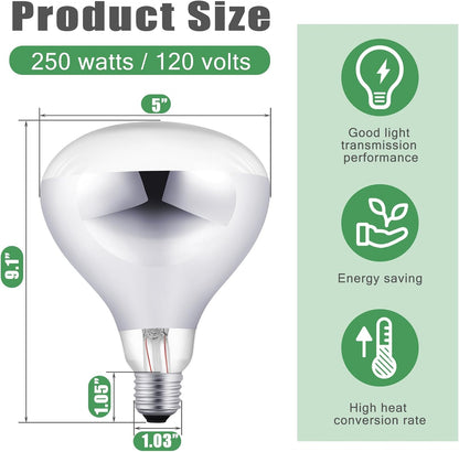 VIHOSE 24 Pack 250 Watt Heat Lamp 120v R40 Heat Lamp Bulbs Glass Incandescent Light Bulbs