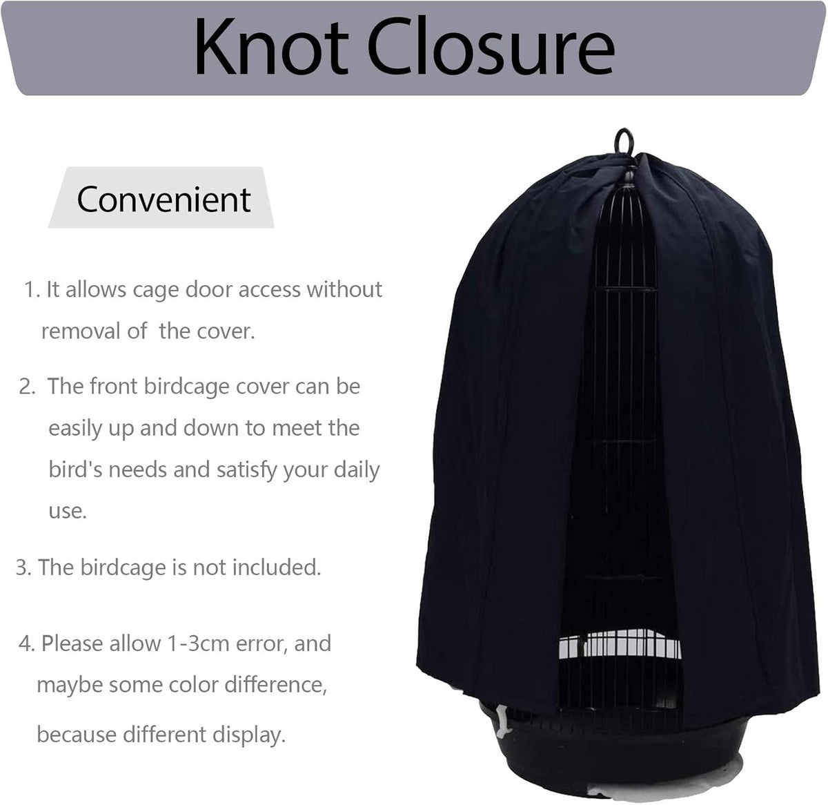 QBLEEV Round Parrot Birdcage Cover Pet Universal Blackout Cage Cover Shade Windproof Light-Proof