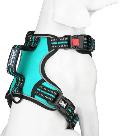 PoyPet No Pull Dog Harness, No Choke Front Clip Reflective Dog Vest with Soft Padded Vertical