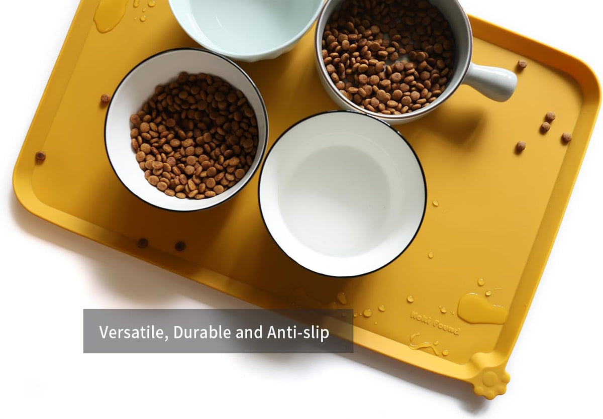 Hoki Found L Silicone Non Slip Pet Feeding Mats - Waterproof Dog Cat Food and Water Mats for Carpet