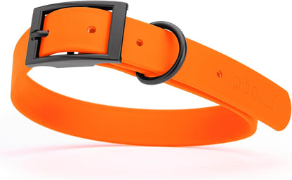 Dogline Biothane Waterproof Dog Collar Strong Coated Nylon Webbing with Black Hardware Odor- Proof