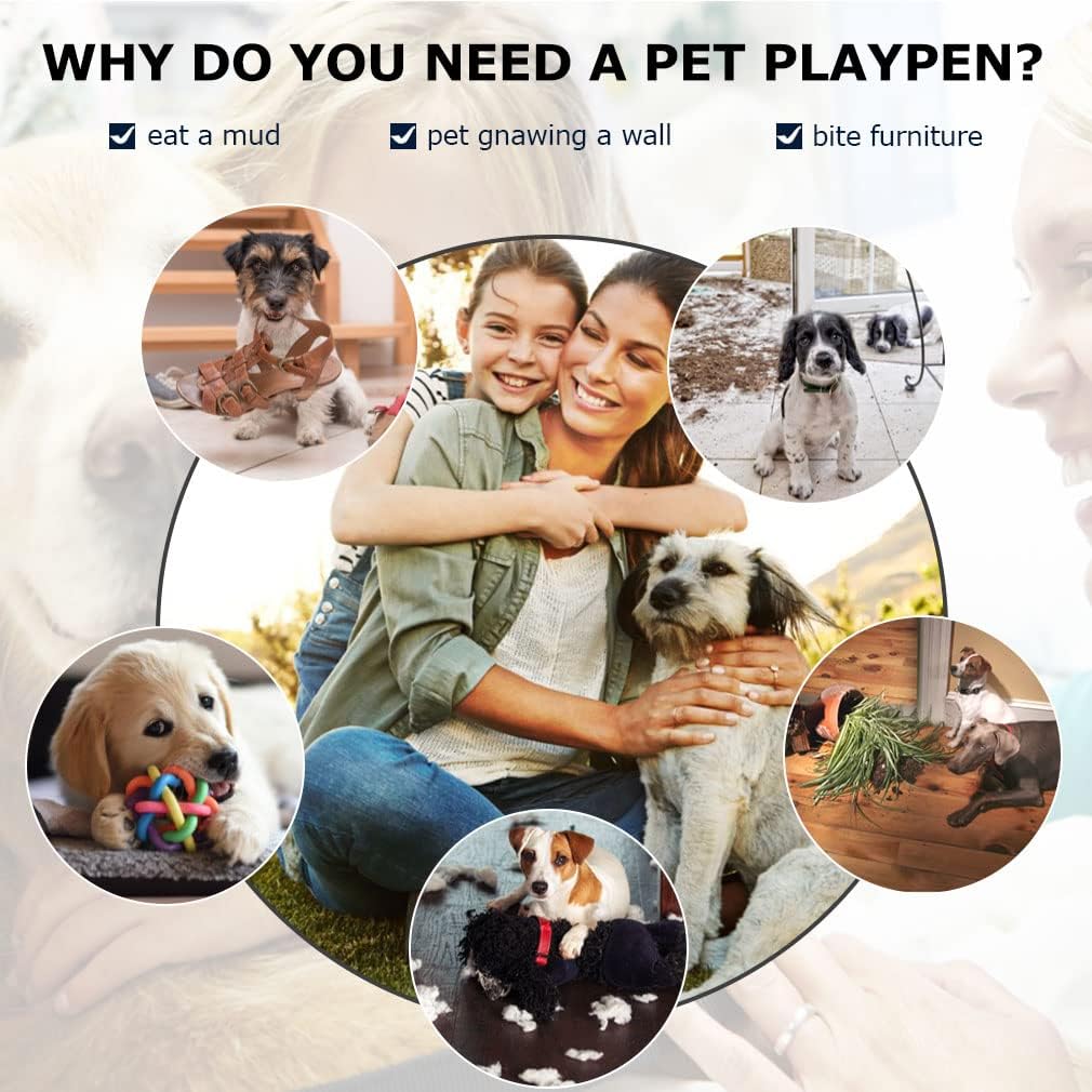 BestPet Dog Playpen Indoor 32 inch 16 Panels Metal Dog Pen Pet Dog Fence Outdoor Exercise Pen with