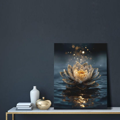 Zen Lotus Canvas Wall Art Mystical Lotus Bloom in Water Aesthetic Pictures Wall Decor Modern