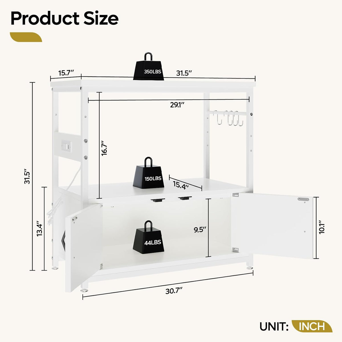 Bestier 20-29 Gallon Fish Tank Stand with Power Outlets, Metal Long Aquarium Stand with Storage