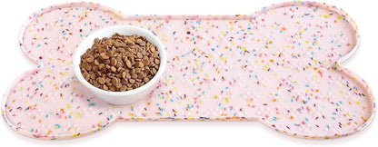 Dog Food Mat Anti-Slip Silicone Dog Bowl Mat Thicker Pet Placemat Waterproof Cat Feeder Pad with