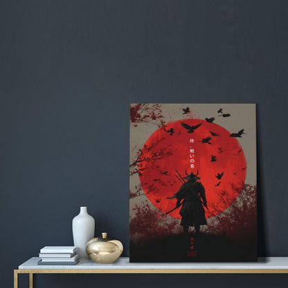 Japanese Armored Samurai Wall Art Modern Japan Warrior Canvas Wall Decor Asian Oriental Bushido