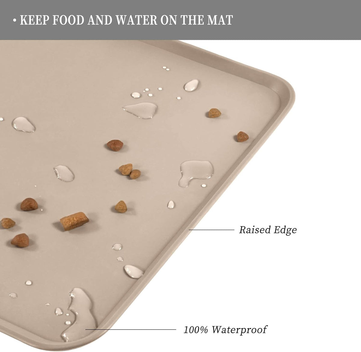 Waterproof Pet Feeding Mat with High Raised Edges, Heavier and Thicker Placemats for Cat Dog Water