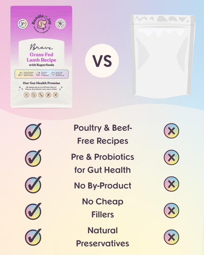 Brave Probiotic Dog Food Dry, Lamb, 18lb Bag, Natural Grain Free Adult Kibble for Digestive Health