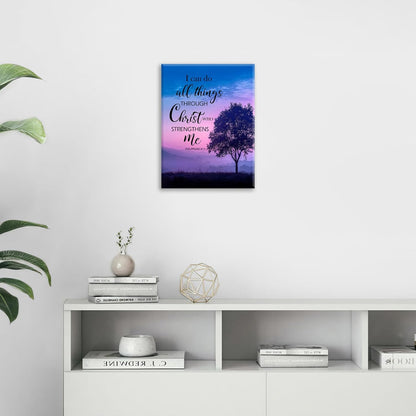 Christian Tree Wall Art I Can Do All Things Canvas Wall Decor Prints Framed Painting Purple