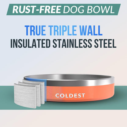 Coldest Dog Bowl - Anti Rust Metal, Non Slip, 3 Layers Insulated Stainless Steel Dog Bowls - Spill