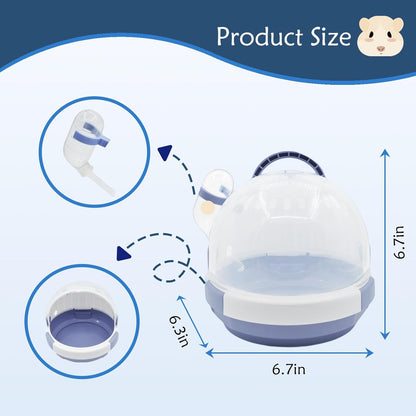 Hamster Carrier Cage Portable Cages Small Animals Carry Travel Case with Water Bottle Plastic