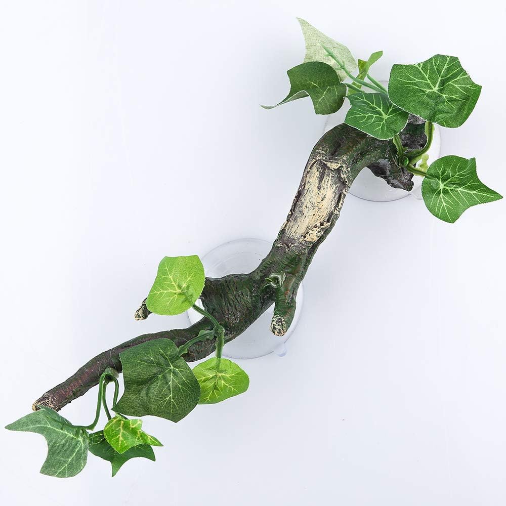 AQUA KT Reptile Corner Branch Terrarium Plant Decoration with Suction Cup for Amphibian Lizard