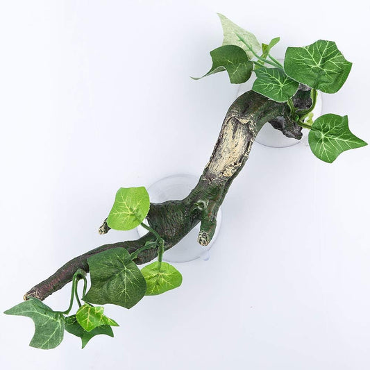 AQUA KT Reptile Corner Branch Terrarium Plant Decoration with Suction Cup for Amphibian Lizard