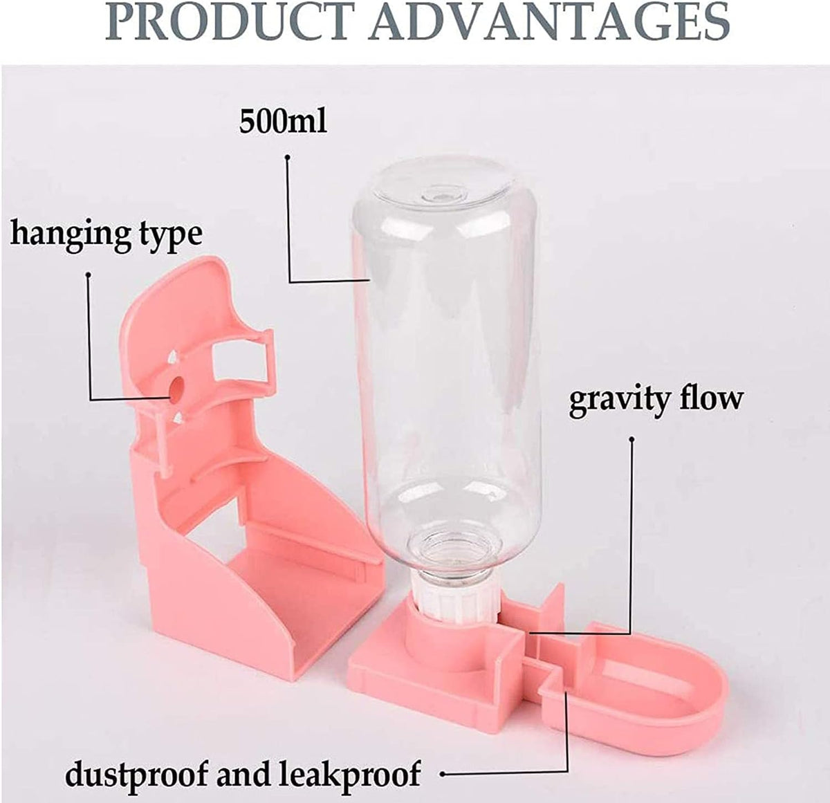 kathson 2PCS Rabbit Water Bottle, 17oz Hanging Water Fountain Automatic Dispenser No Leak