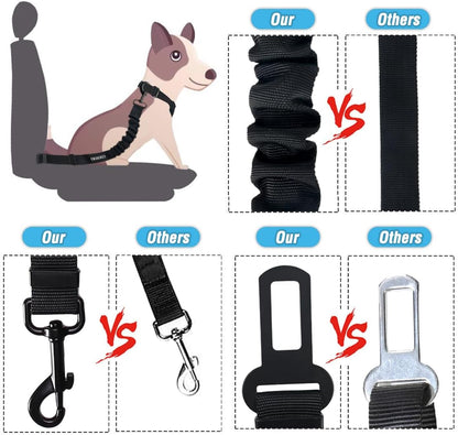 COOYOO Dog Seat Belt, Durability Retractable Dog Car Harness Adjustable Dog Seat Belt for Vehicle