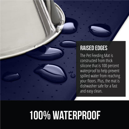 GORILLA GRIP 100% Waterproof Raised Edge BPA Free Silicone Pet Feeding Mat, Dog Cat Food Mats