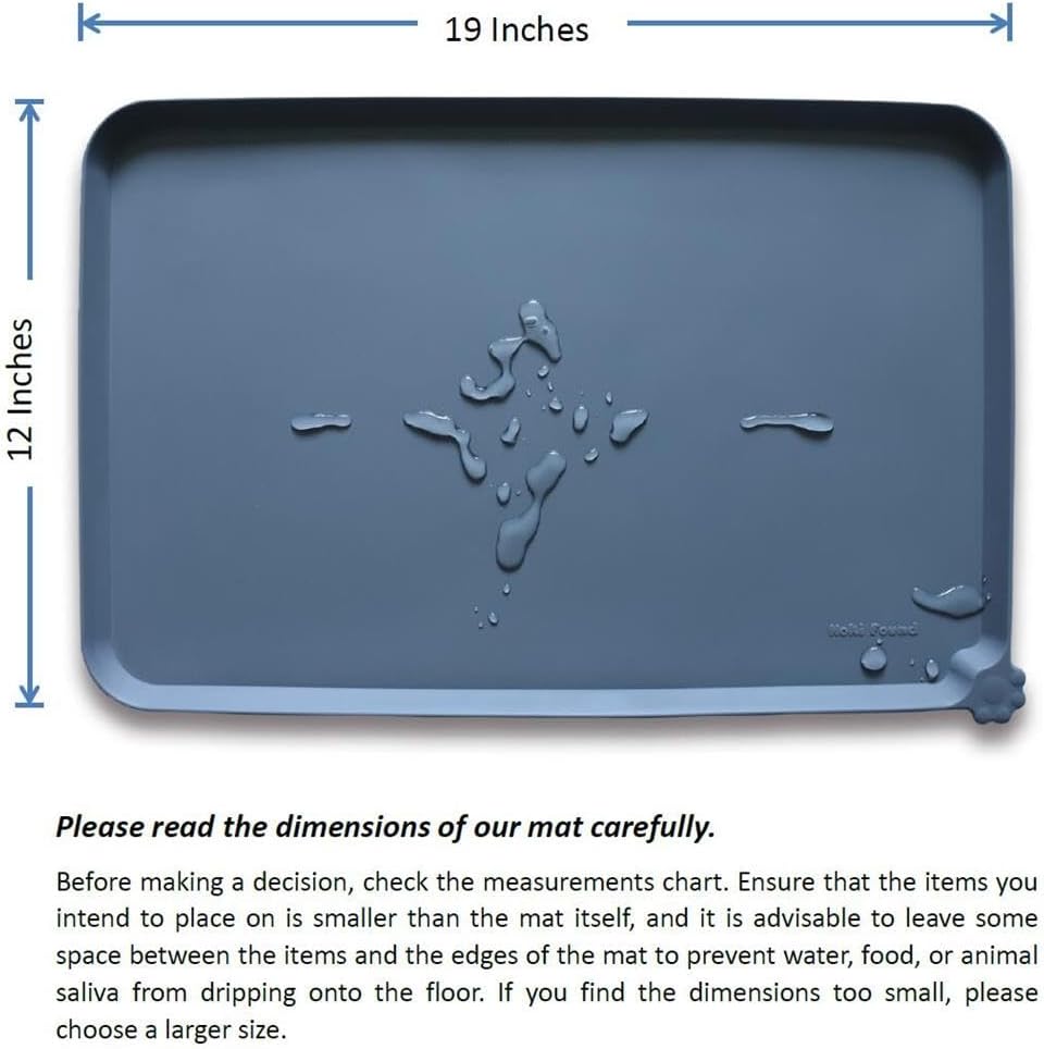 Hoki Found -Waterproof Pet Feeding Mats with High Lips - Multiple Size and Colors for Dogs, Cats &