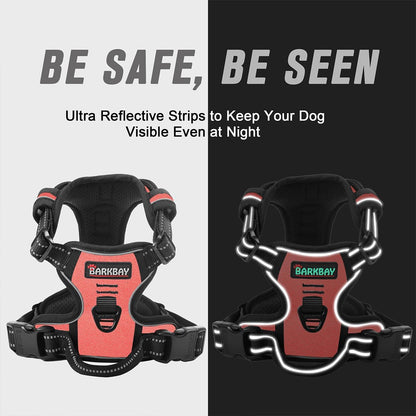 BARKBAY No Pull Dog Harness Front Clip Heavy Duty Reflective Easy Control Handle for Large Dog