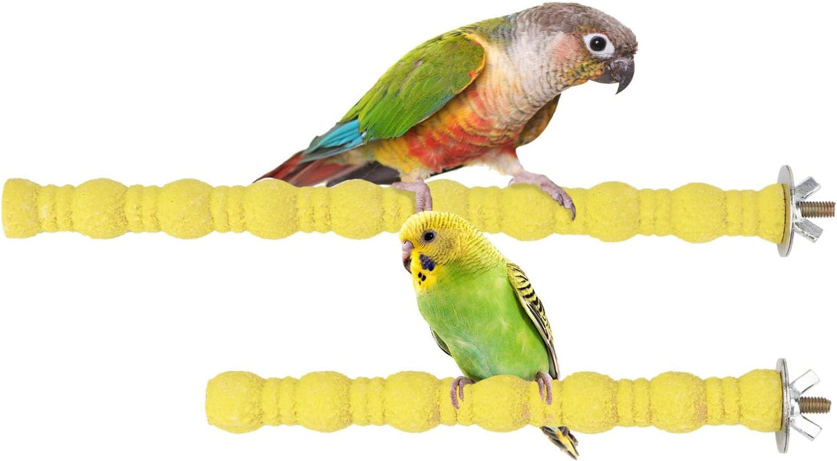 Hypeety 2PCS Wood Perch Stand Paw Grinding Stick Toy Pet Bird Cage Stand Platform for Bird Parrot