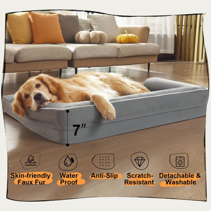 Large Dog Bed Orthopedic Washable - Beds Bolster - Medium XL XLarge Big Dogs - Memory Foam Couch